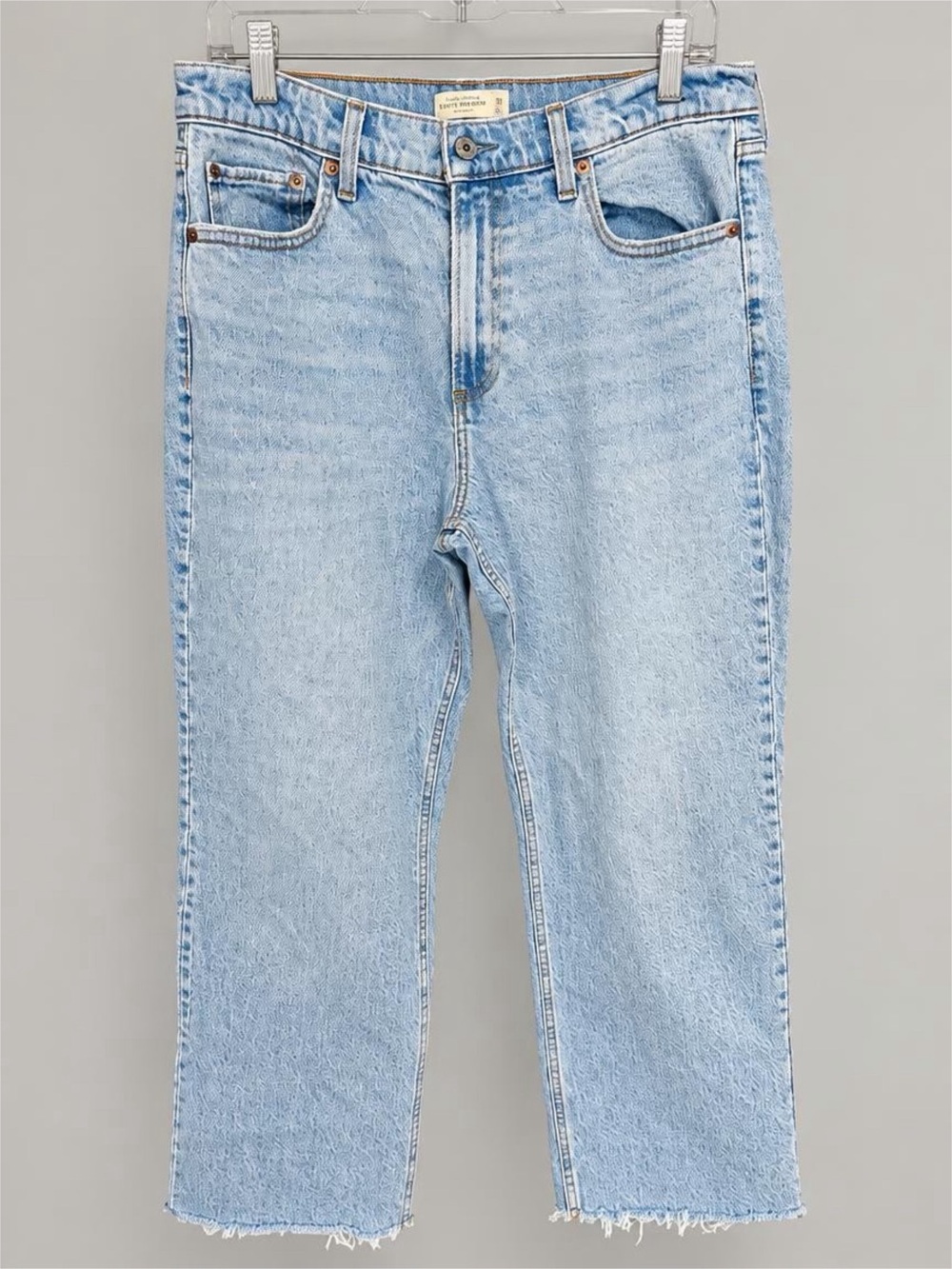 Abercrombie The Baggy Low Rise Jeans 30 10 Short Light Wash Raw Hem